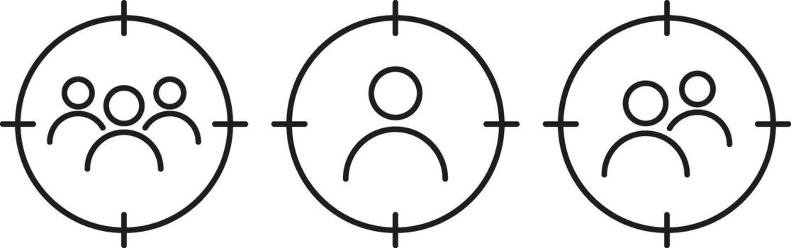 target audience icon set. Customer targeting for Retail business. audience targeting symbol vector