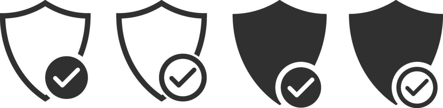 shield icon with check mark symbol. Tick mark with protection security shield icon vector