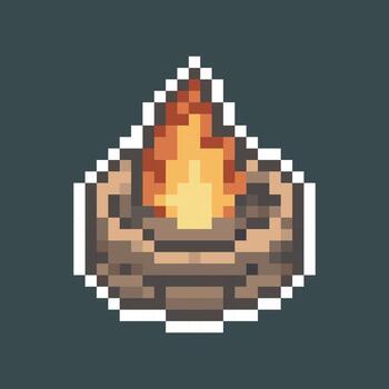 firepit in pixel art style vector