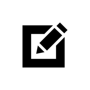 Clean Solid Edit Black Icon for File, Content, and Workflow Control vector