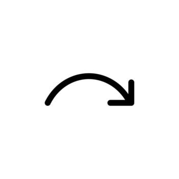 Simple Line Redo Black Outline Icon for Repeat, Cycle, and Navigation Tools vector