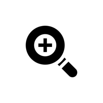 Bold Solid Zoom In Icon for Search, Find, and Magnify Tools vector