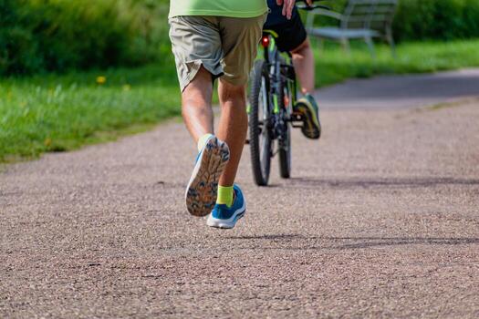 Man walking on a path, helathy activity to make exercice, walker photo