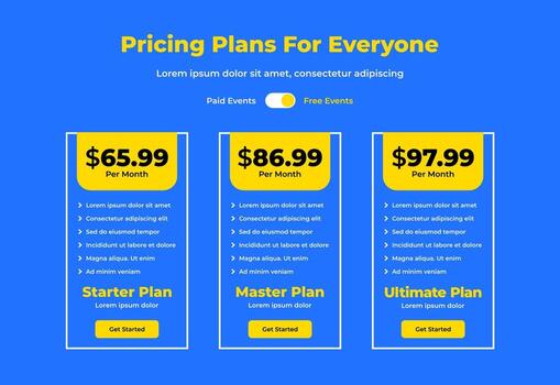 3 screenshot of a website that says basic and standard vector