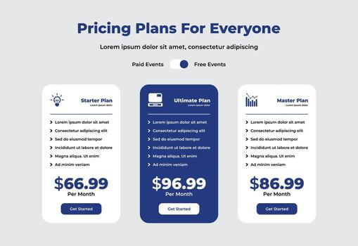 3 Pricing table ui design for teams vector