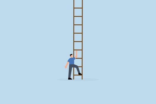 Challenge to climb up success ladder, Confidence is what entrepreneurs aspire to possess as they start their ascent up the success ladder vector