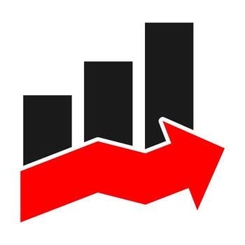 a red arrow pointing up on a white background vector