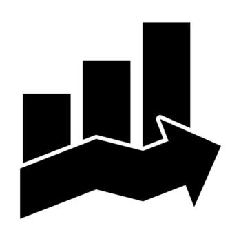 an arrow pointing up and a graph chart vector