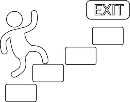 icon of a person climbing stairs and an exit button icon vector