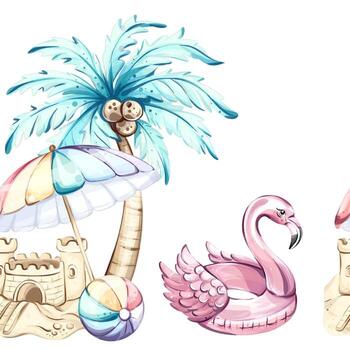 Bright and cheerful summer elements create an inviting atmosphere. vector