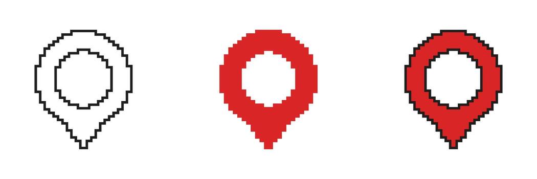 circular navegación alfiler pixelado icono colocar. píxel Arte símbolo colección de redondeado GPS marcador ubicación etiqueta. aislado ilustración vector