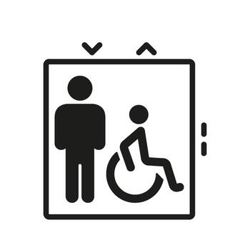Elevator Accessibility Solid Icon. Inclusive Mobility And Wheelchair Access Silhouette Symbol. Universal Design For Public Spaces. Isolated Illustration vector