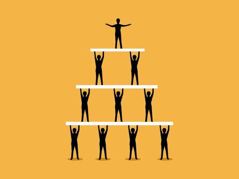 team of businessmen in layers, a sequence of workers vector