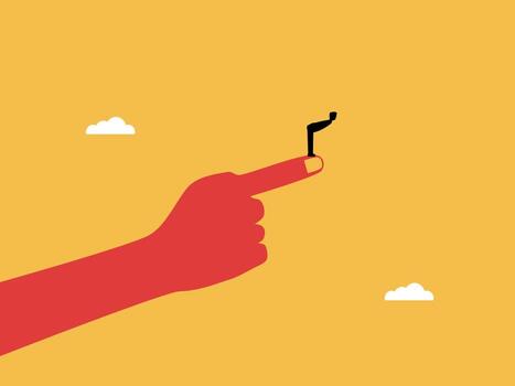 confidente empresario puntos el camino con su mano vector