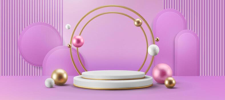 Abstract geometric design with spheres and podium. vector