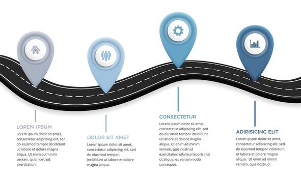 Road infographic template with four elements with place for your icons and text vector