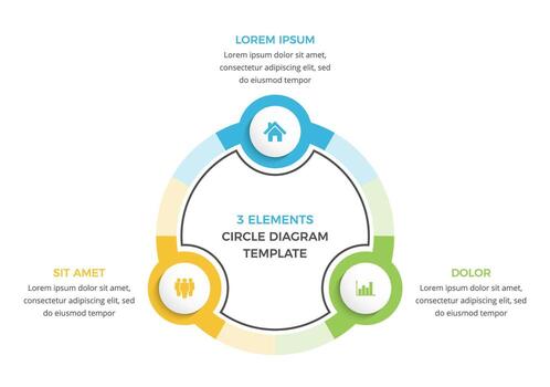 Circular infographic template with three elements, business infographics vector