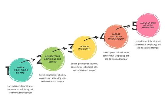Infographic template with five elements for your text with hand drawn circles and arrows vector