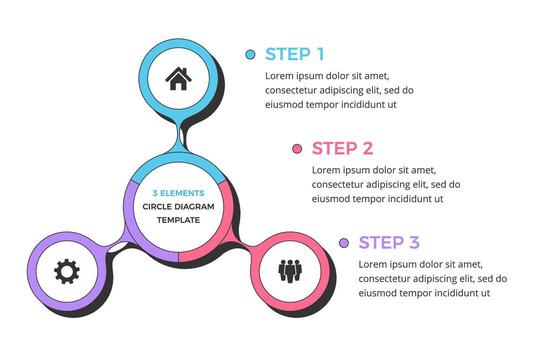 Circle diagram template with 3 parts, infographic template vector