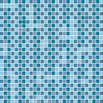 A seamless repeating geometric pattern of small square tiles in varying shades of blue and turquoise, Great for backgrounds, website design or textile print vector