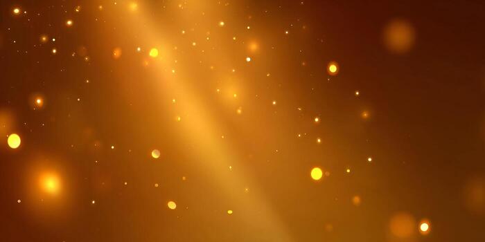 Golden light particles with bokeh effect create a warm and sparkling abstract background photo