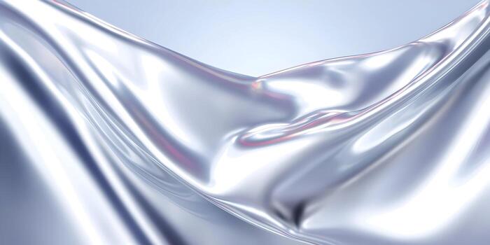 A mesmerizing abstract background features shimmering silver fabric gracefully draped and flowing with soft iridescent reflections photo