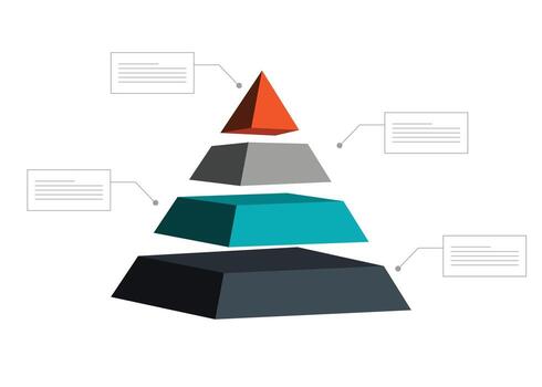 An infographic design template with space for your data. Illustrated with a pyramid. vector