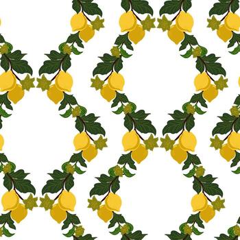 lemon tree seamless pattern vector