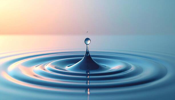 Minimalist surface one render color drop D animated ripples single serene Action, creating water expansion, background, photo