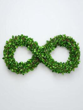Infinity loop of intertwined fresh greenery for eco friendly design and decor photo