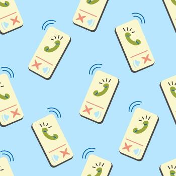 seamless pattern with ringing smart phone vector