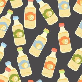 seamless pattern with lemonade bottles vector
