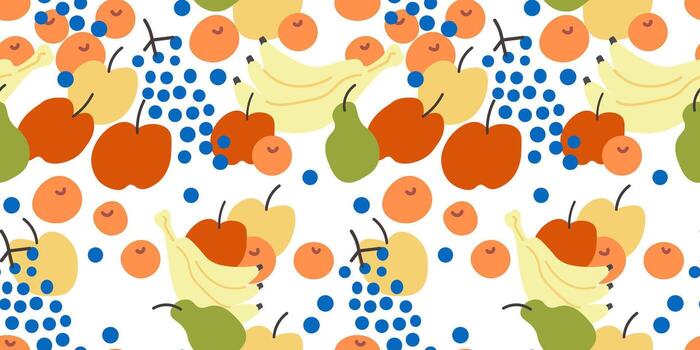 seamless pattern with fruits in flat style vector