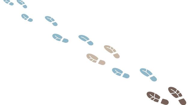 Footprint trail in gradient colors with negative space on white background vector