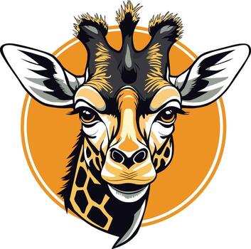 The head of a giraffe displaying a unique patterned coat. vector