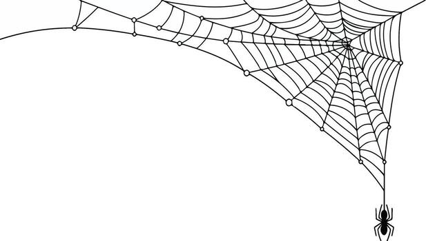 Spiderweb with spider hanging from it illustration vector