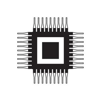 Black and White Microchip Computer Processor Icon vector