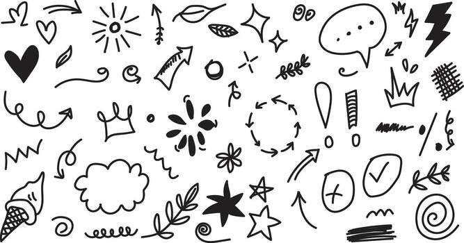 A collection of doodles and scribbles on a white background vector