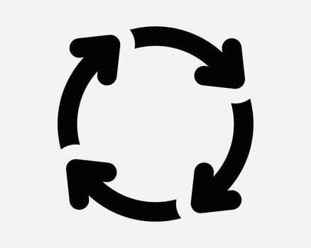 Four Arrow Circle Cycle Rotation Icon Arrowhead Point Pointer Rotate Spin Spinning Loop Process Round Around Circles Sign Symbol vector
