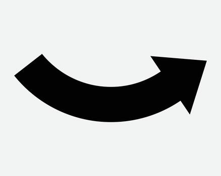 Arrow Curve Right Upwards Up Top Above Point North East Direction Position Navigation Guide Guidance Path Pathway Icon Simple Arrowhead Symbol Sign vector