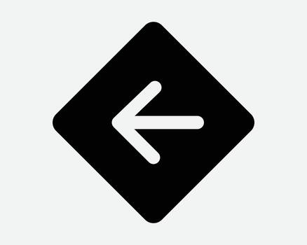 Arrow Left Side Icon West Direction Arrowhead Pathway Location Square Diamond Shape Sign Back Before Previous Slide Pointer Pointing Path Navigation vector