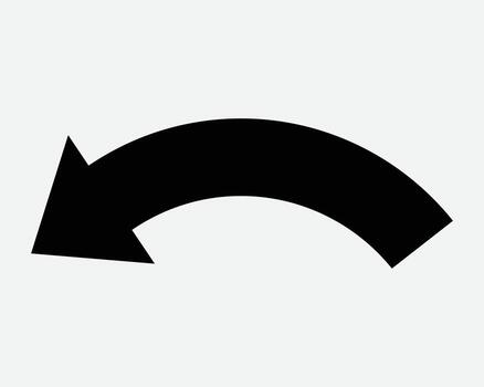 Arrow Curve Left Down Undo Previous Placement Direction Position Orientation Navigate Point Pointing Downward Here Black Silhouette Shape Outline vector