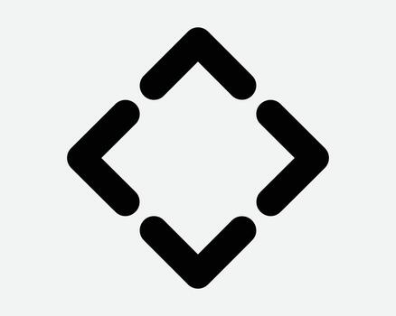 Up Down Left Right Arrow Diamond Square Shape Icon Arrowhead Pointer Pointing North South East West Direction Compass Navigation Line Symbol Sign vector