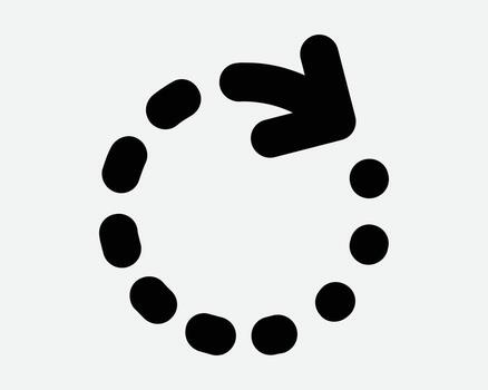 Refresh Dotted Line Icon Reload Dots Load Sync Recycle Loading Repeat Again Connection Connect Download Progress Status Black Shape Symbol Sign vector