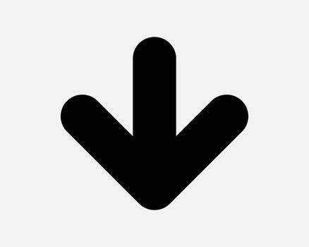 Down Arrowhead Icon Downward Below Underneath Under Here Location Position Pointer Pointing South Southward Navigation Path Pathway Downloader Sign Symbol vector