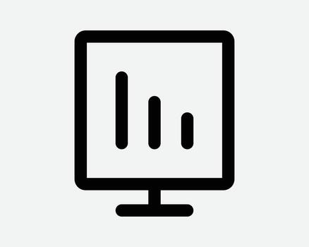Data Stats Board Display Line Icon Downward Down Trend Statistic Performance Market Decline Economy Downturn Bar Graph Progress Outline Presentation vector