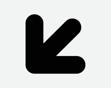 Bottom Left Arrowhead Icon Corner Position Location Navigation Side Point Pointer Down West Downward Below On Enter Entrance Turn Path Pathway Road Traffic Sign Symbol Arrow vector