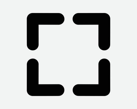 Corner Square Section Line Icon Ninety 90 Degrees Side Rectangular Cube Frame Scan Scanning Symbol Sharp Edge Sign Outline Shape vector