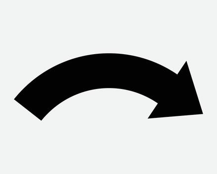 Arrow Curve Turn Right Down Side Slide Placement Location Direction Pointing Under Below South East Pointer Shape Outline Icon Sign Symbol Bend vector