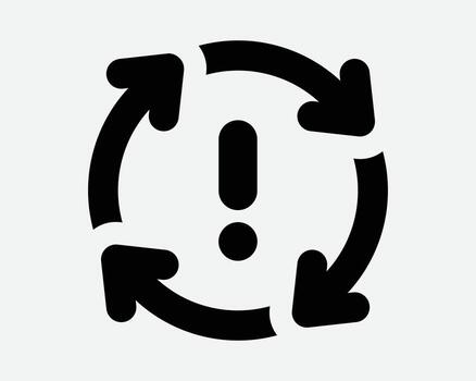 Cycle Arrow Error Rotation Problem Issue Crash Spin Round Loop Attention Connection Fail Update Failure Loading Stop Verification Denied Icon vector